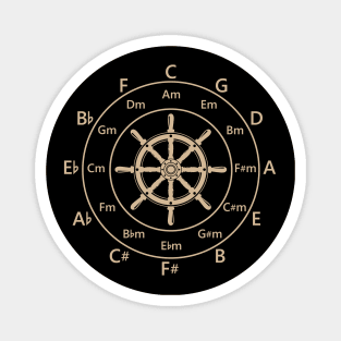 Circle of Fifths Ship Steering Wheel Light Brown Magnet
